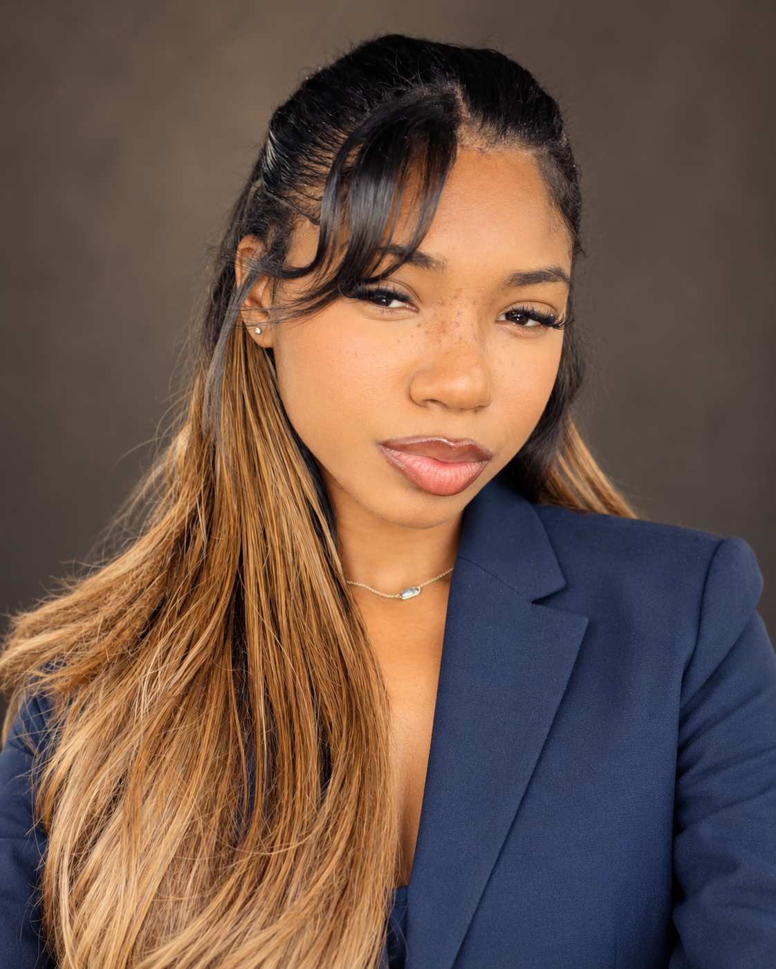 Edited personal portrait of Keyonna in her navy blazer